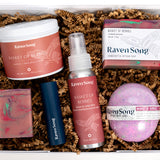 Basket of Berries Luxury Indigenous soap & candle gift box with wild strawberry, green apple, and violet flower scents.