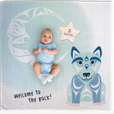 Wolf By Simone Diamond, Coast Salish | Baby Blanket And Milestone Set