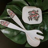 Running Raven By Morgan Asoyuf, Tsimshian, Ts’Msyen | Bamboo Salad Servers