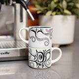Octopus (Nuu) By Ernest Swanson, Haida | Ceramic Espresso Mugs Set Of 2