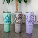 Spirit Messenger By Morgan Asoyuf, Tsimshian, Ts’Msyen | 40 oz Insulated Tumbler With Straw
