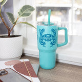 Wolves And Full Moon By Simone Diamond, Coast Salish | 32 oz Insulated Tumbler With Straw