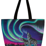 Sky Dance - Wolf Song By Amy Keller-Rempp | Large Canvas Tote Bag