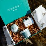 Luxury Gift Box Made in Canada by Indigenous wellness brand RavenSong includes soap, candle and bath bomb set