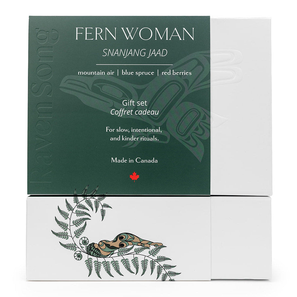 Fern Woman Luxury Artisan Gift Box by RavenSong featuring Indigenous-inspired bath and body products in a premium magnetic gift box