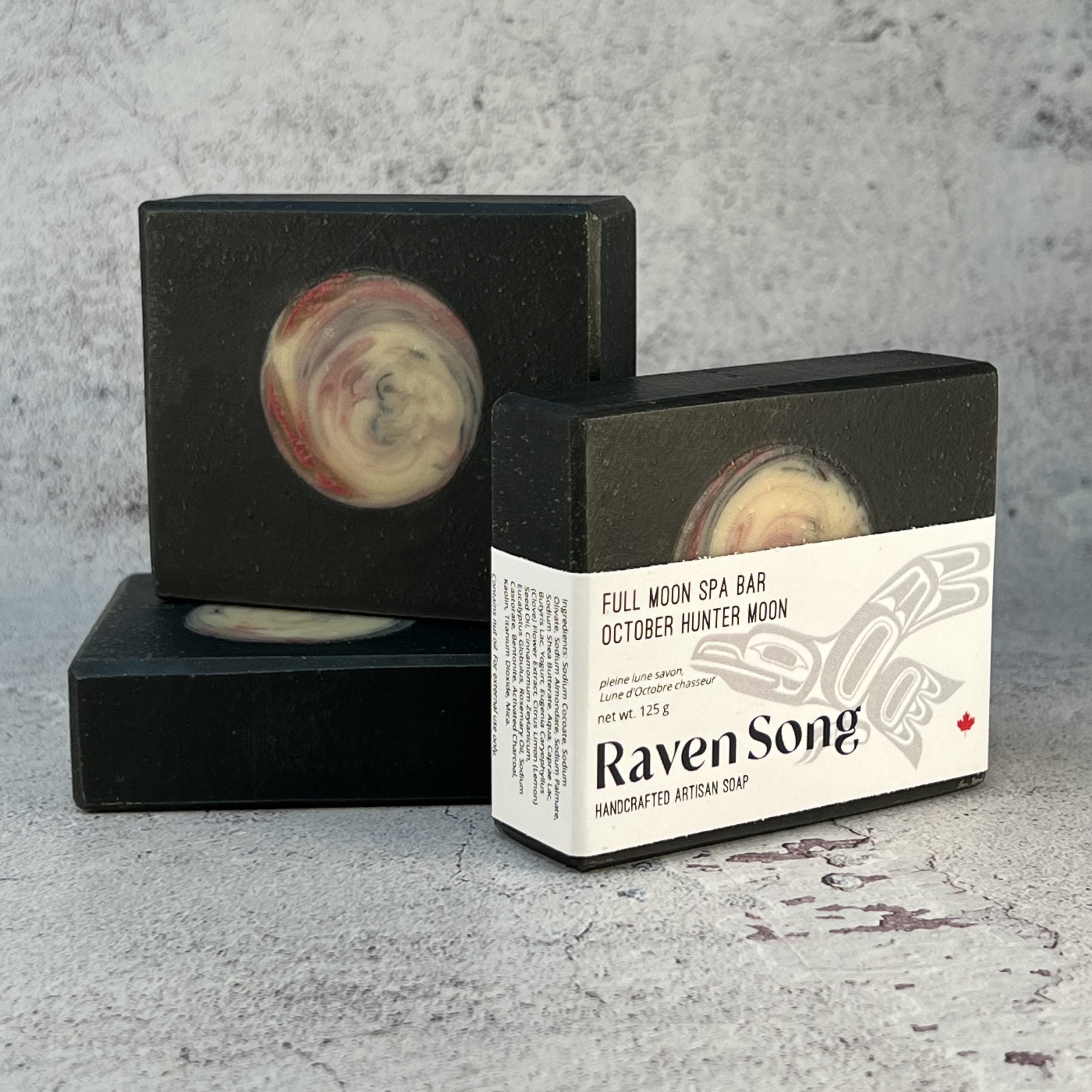 full moon, soap bar, activated charcoal, fall