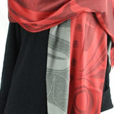 RAVEN TRANSFORMING SCARF - RED & GREY- by KELLY ROBINSON, NUXALK AND NUUU-CHAH-NULTH