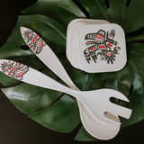 BAMBOO SALAD SERVERS  - RUNNING RAVEN by MORGAN ASOYUF, TSIMSHIAN, TS’MSYEN