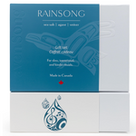Gift set packaging for Rainsong with blue and white design