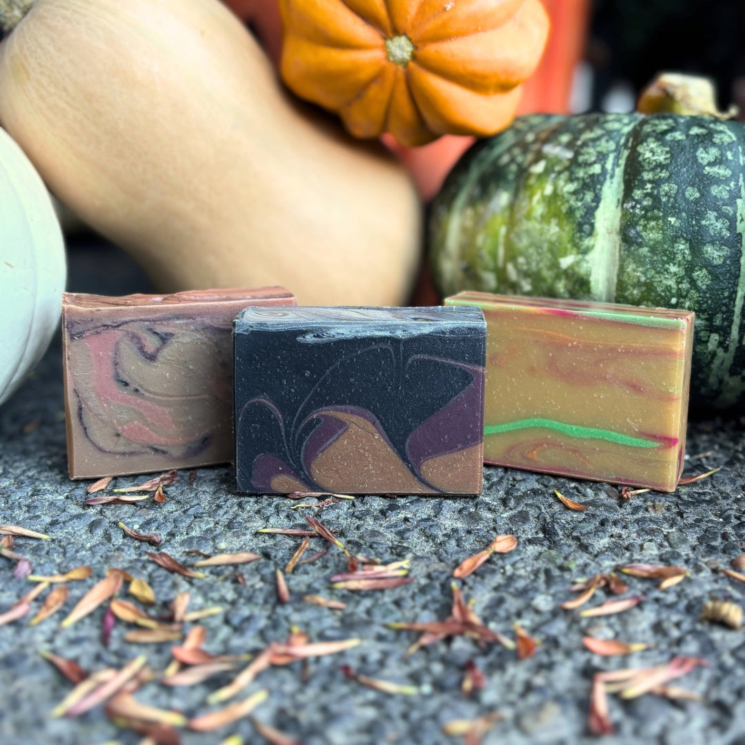 Fall Soap scents from Ravensong in caramel, pumpkin and fruits