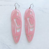 RAVEN FEATHER EARRINGS - ACRYLIC - FROSTED BLUSH