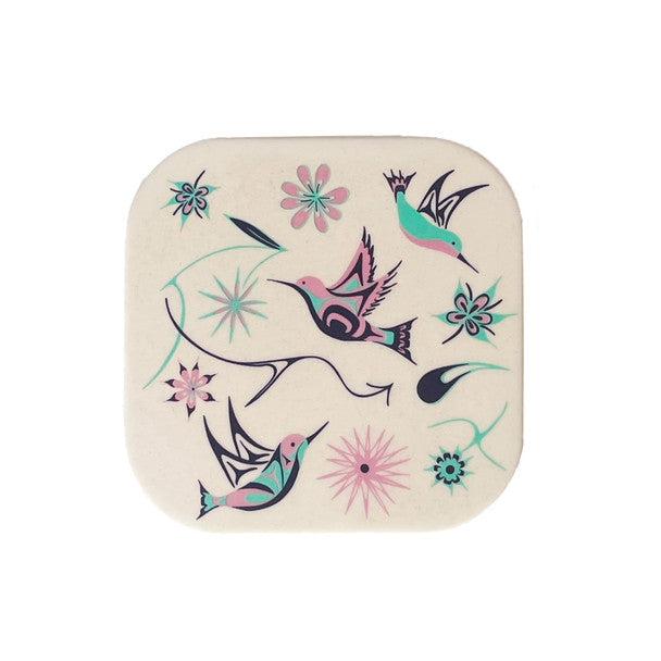 BAMBOO COASTER SET HUMMINGBIRDS by NICOLE LA ROCK COAST SALISH