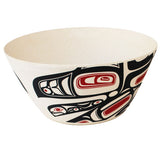 BAMBOO LARGE BOWL  - RUNNING RAVEN by MORGAN ASOYUF, TSIMSHIAN, TS’MSYEN