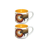 Buffaloes (MashkodeBiizhikina) By Storm Angeconeb, Lac Seul First Nation, Ojibwe | Espresso Mugs Set Of 2