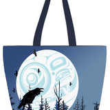 Raven Moon By Mark Preston | Large Canvas Tote Bag